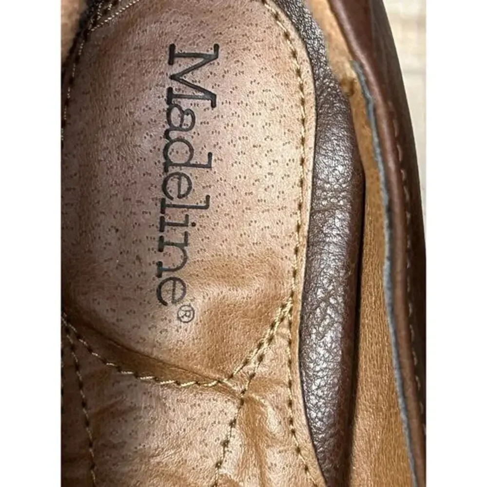 Madeline Beth‎ Tan Faux Leather Mid Heel Pump Women's Size 9.5 M Vegan Brown
